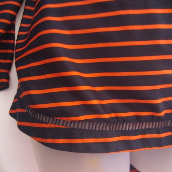 J Crew Orange/Blue Striped 3/4 Sleeves Blouse Sz L - Picture 2 of 4